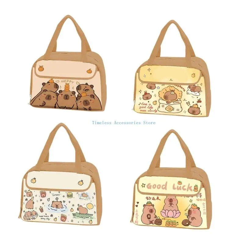 

97QE Thermal Capybara Lunch Bag Waterproof Easy Wipe Surfaces For School or Daily Use
