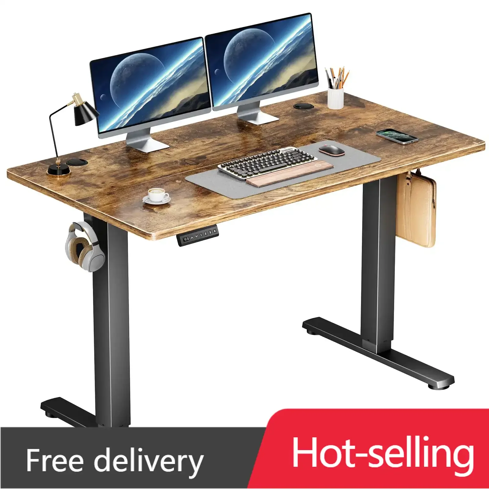 

Electric Standing Desk, Height Adjustable Desk, 48 x 24 Inches Ergonomic Stand