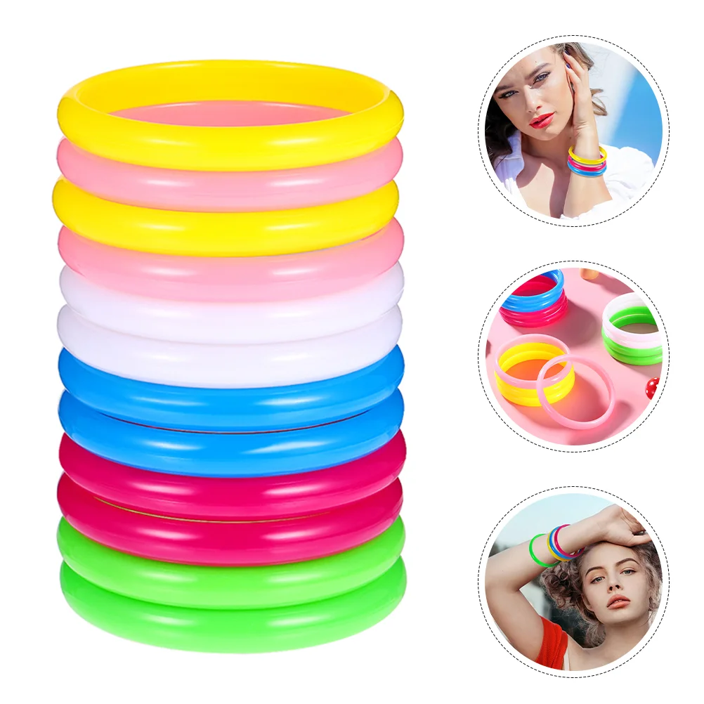 24 Pcs Candy Colored Bracelet Kids Bracelets Friendsgiving Decor Fashion Carnival Prizes Plastic Bangle for Women Miss Bangles