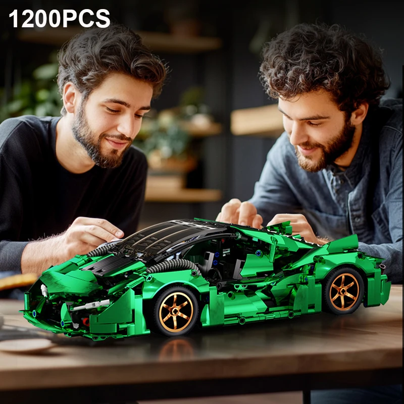 

1:14 Scale Green Super Car Building Blocks Kit,1280 PCS Racing Concept Model DIY Assembly,STEM Toys for Kids Teens & Adults Gift