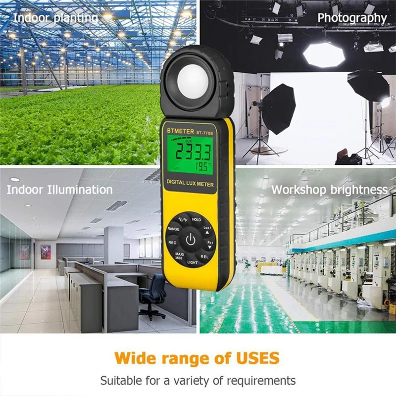 A76X-BT-881E draagbare digitale luxmeter, LCD-scherm, lichtmeetinstrument voor intensiteit van 1 - 300.000 lux