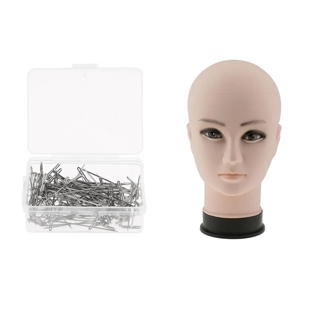 

T-pins and Bald Head Manikin Model Stand for Holding Sewing Extensions