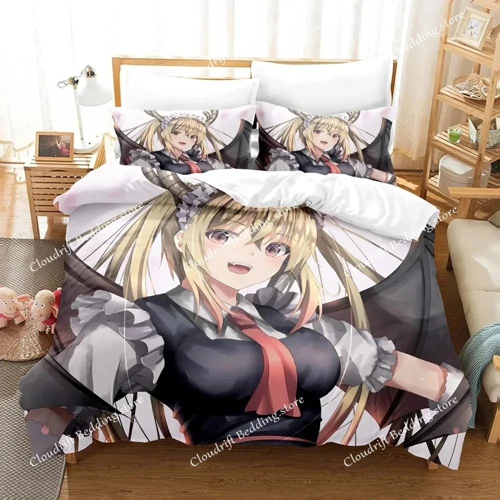 D Printed Miss Kobayashis Dragon Maid Bedding Set Anime Kanna Duvet Cover Double Twin Full Queen King Adult Kids Quilt Cover