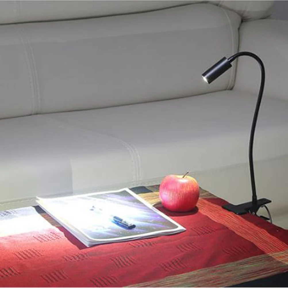 

LED Reading Light Clip USB 3W Flexible Gooseneck Desk Booklight Workshop Lighting No Flicker Cool White LED Lamp for Bedside