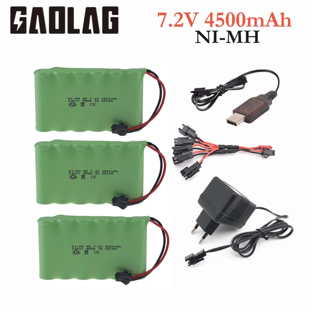 7.2v 4500mAh Nimh AA Battery For Rc toys Cars Tanks Robots Gun Upgraded 3000mah Batteries Pack For Rc Boat 7.2V Rechargeable