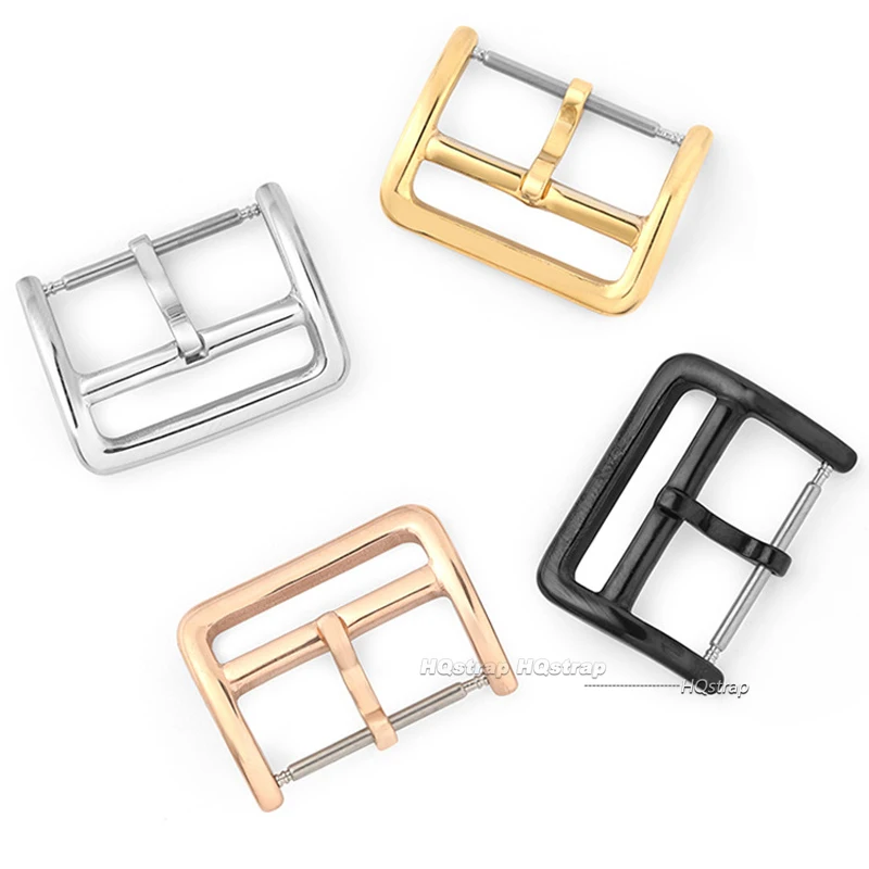 Stainless Steel Watch Buckle 12 14 16 17 18 20mm 22mm Watchband Solid Square Button Black Rose Gold Silver Metal Polished Clasp