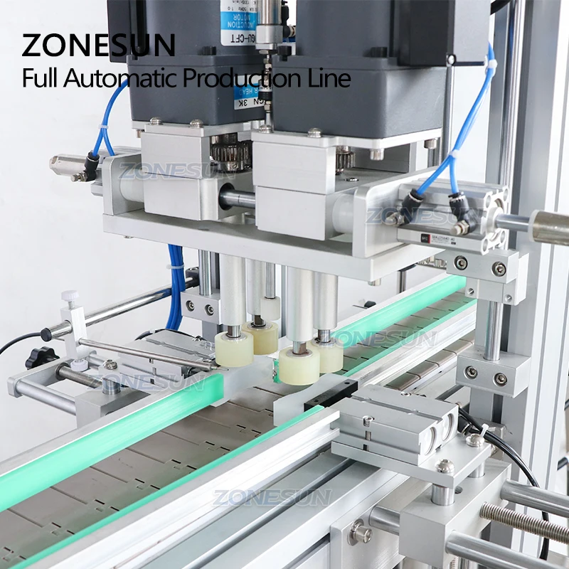 ZONESUN Nail Polish Bottle Filling Cap Pressing Machine Capping Machine Line With Cap Vibratory Feeder Flow Paste ZS-FAL180R7