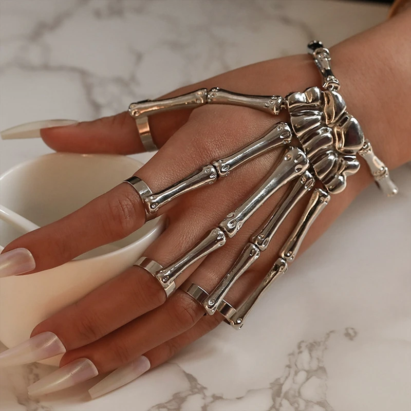 

Браслет женский мужской, регулируемый, с черепом, в готическом стиле, панк, для косплея, вечеринки