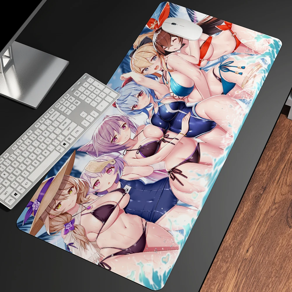 

Genshin Impact Mouse Pads Extra Large Mouse Pad Anime Sexy with Breasts 90x40 Thick Keyboard Pad with Ass Gamer Mat