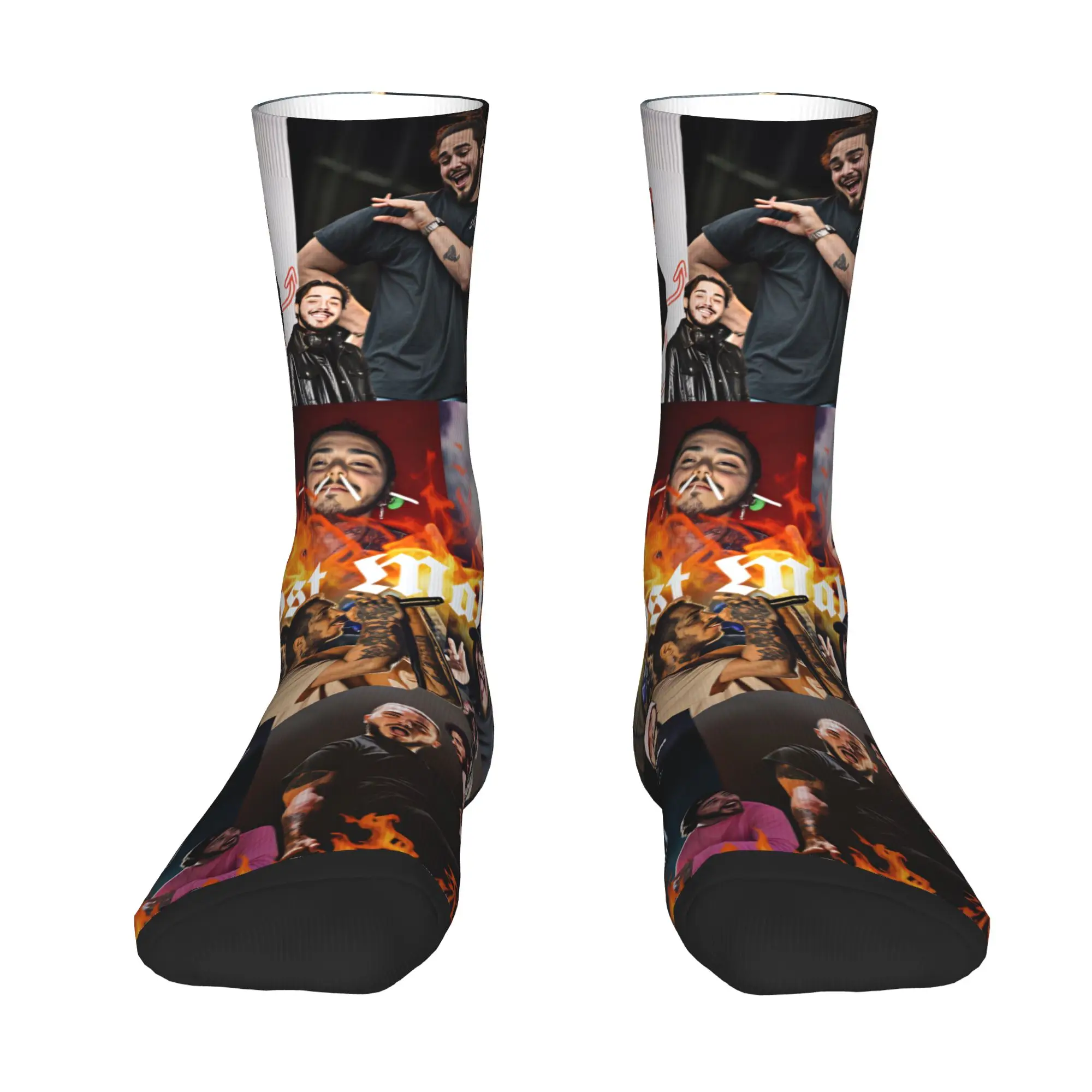 P-Posts Popular Rapper M-Malones Men Women Crew Socks Unisex Fashion  Spring Summer Autumn Winter Dress Socks