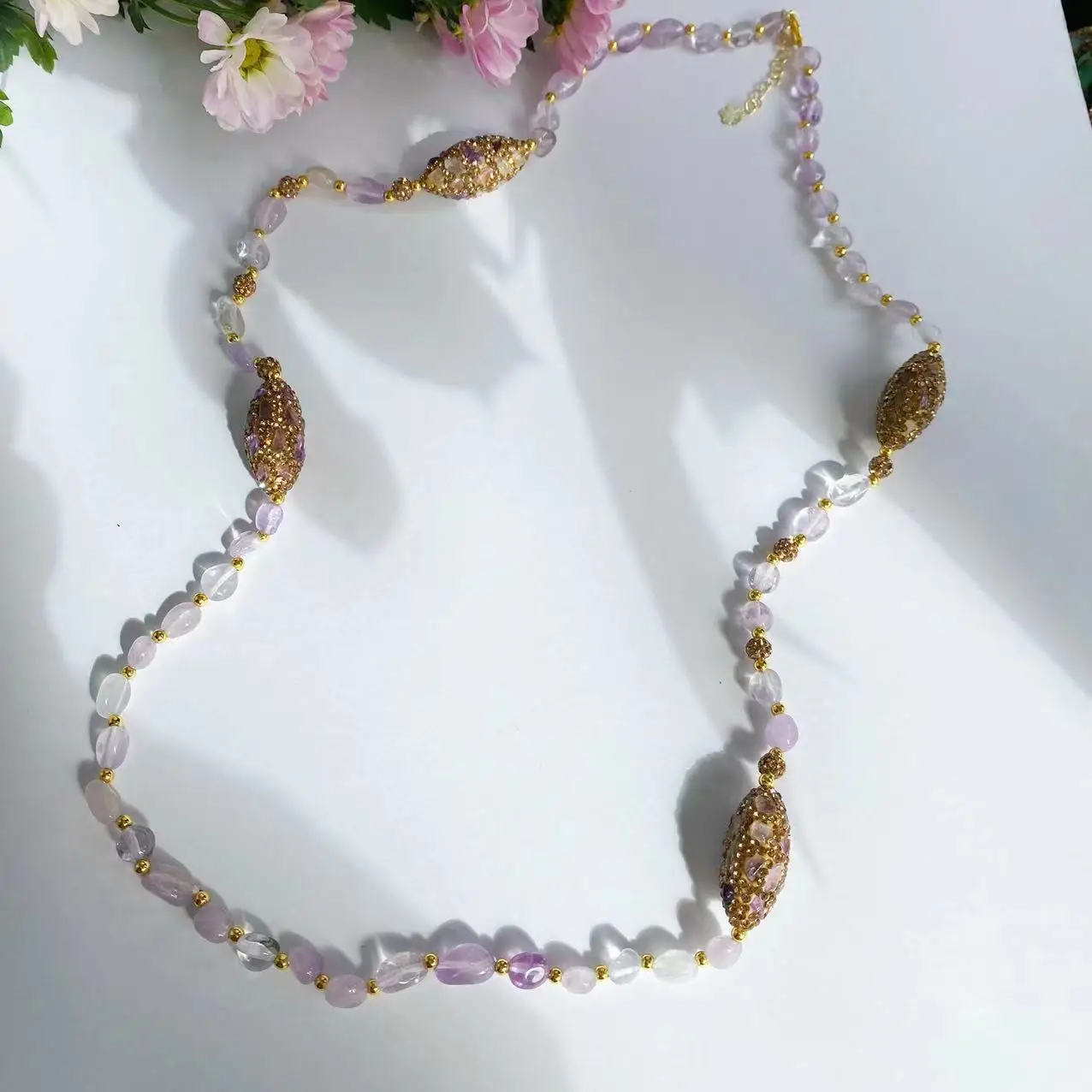 Natural purple crystal women's design sense cold wind niche collarbone chain neck chain fashion trend versatile sweater chain