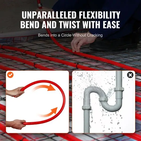 Tubo VEVOR PEX de 1/2 polegada, 2 x 100 pés de comprimento PEX-A Tubo flexível para água potável, linhas de água Pex para água quente/fria e a
