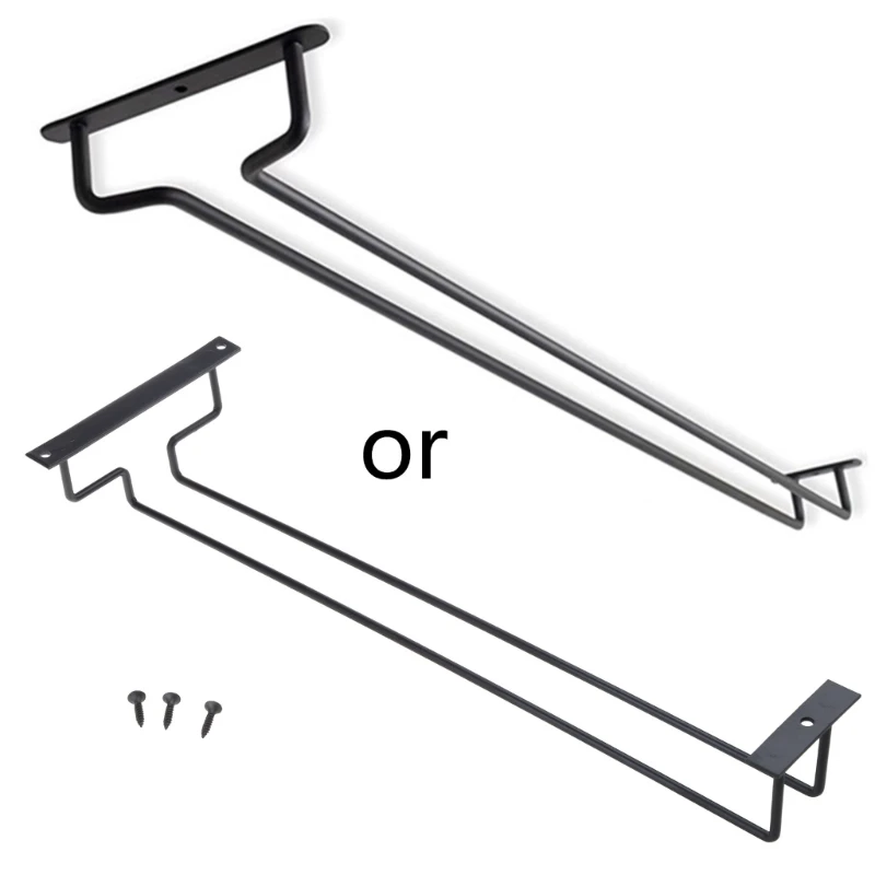 Large Wine Glass Hanger Rack Under Cabinet Kitchen Bar Storage Black Dropship