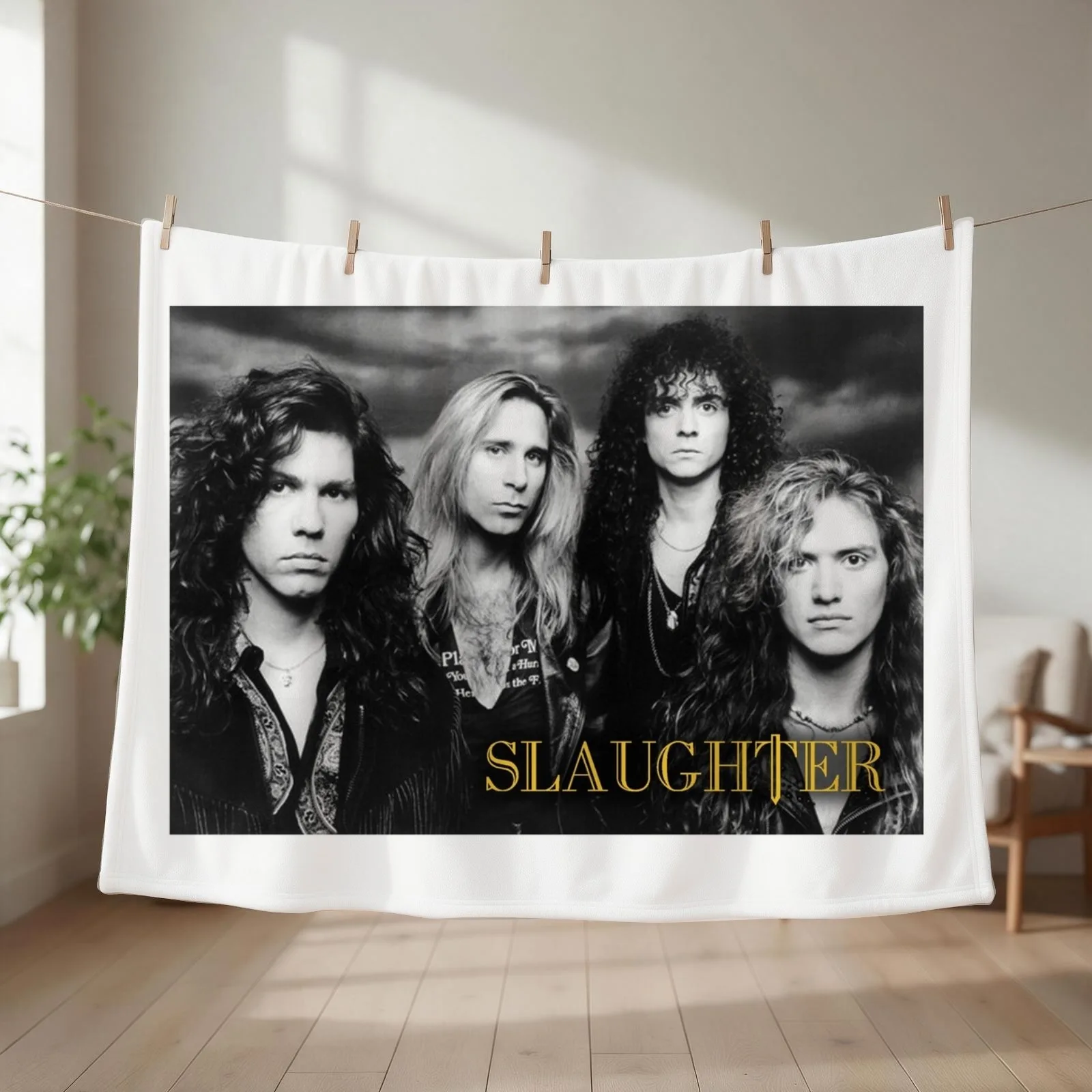 Slaughter band photo Throw Blanket couch cozy soft plush fuzzy picnic outdoor blanket