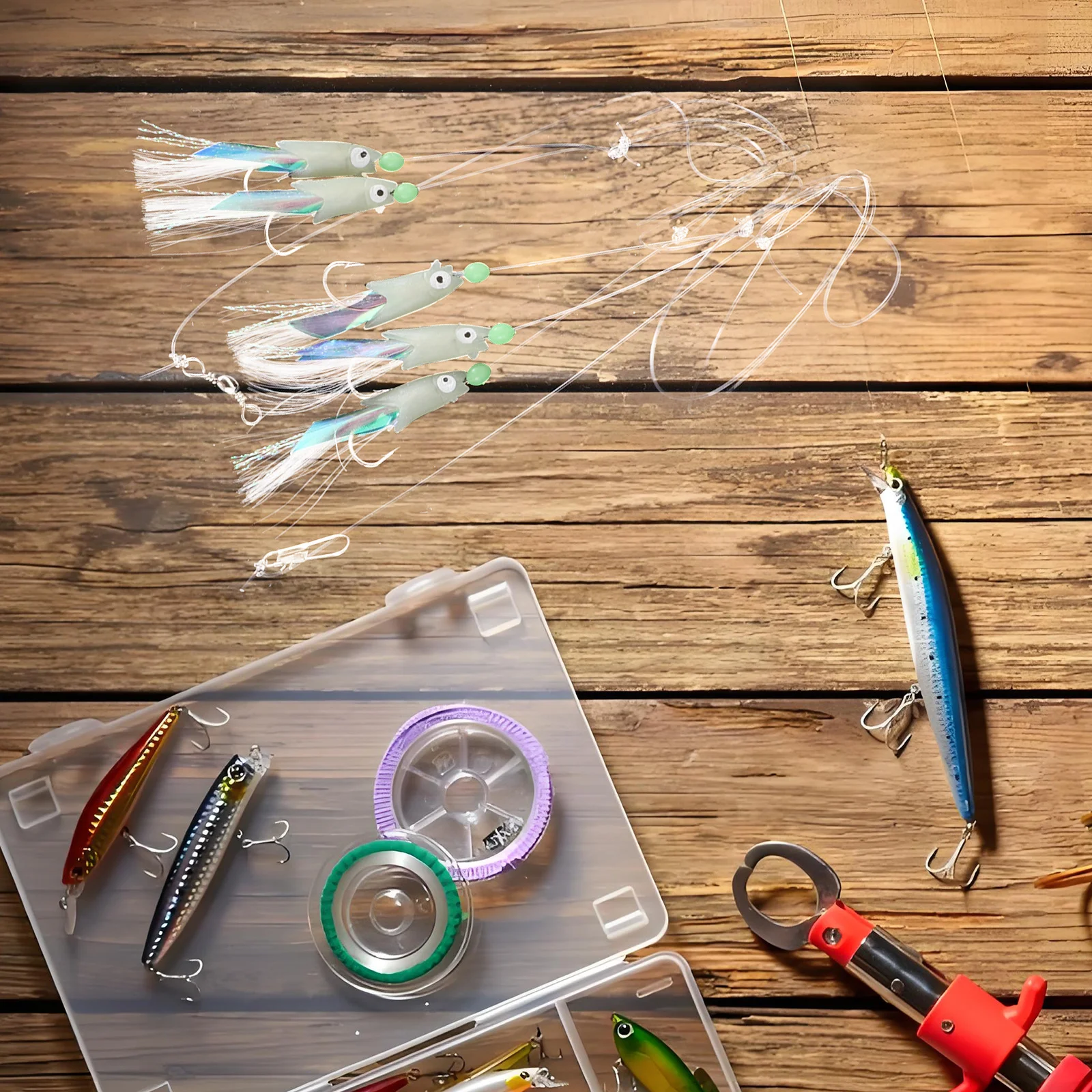 

5Pcs Glow in The Dark Fishing Hooks Luminous Bait Tackle Freshwater Saltwater Versatile String Hook Accessory Fishing Bait