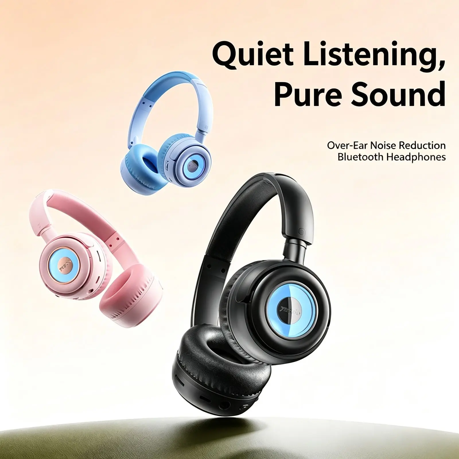 Kids Bluetooth Headphones Over Ear Custom EQ Safe Volume RGB Light Wireless Headset for Children Study Gaming 20H Playtime