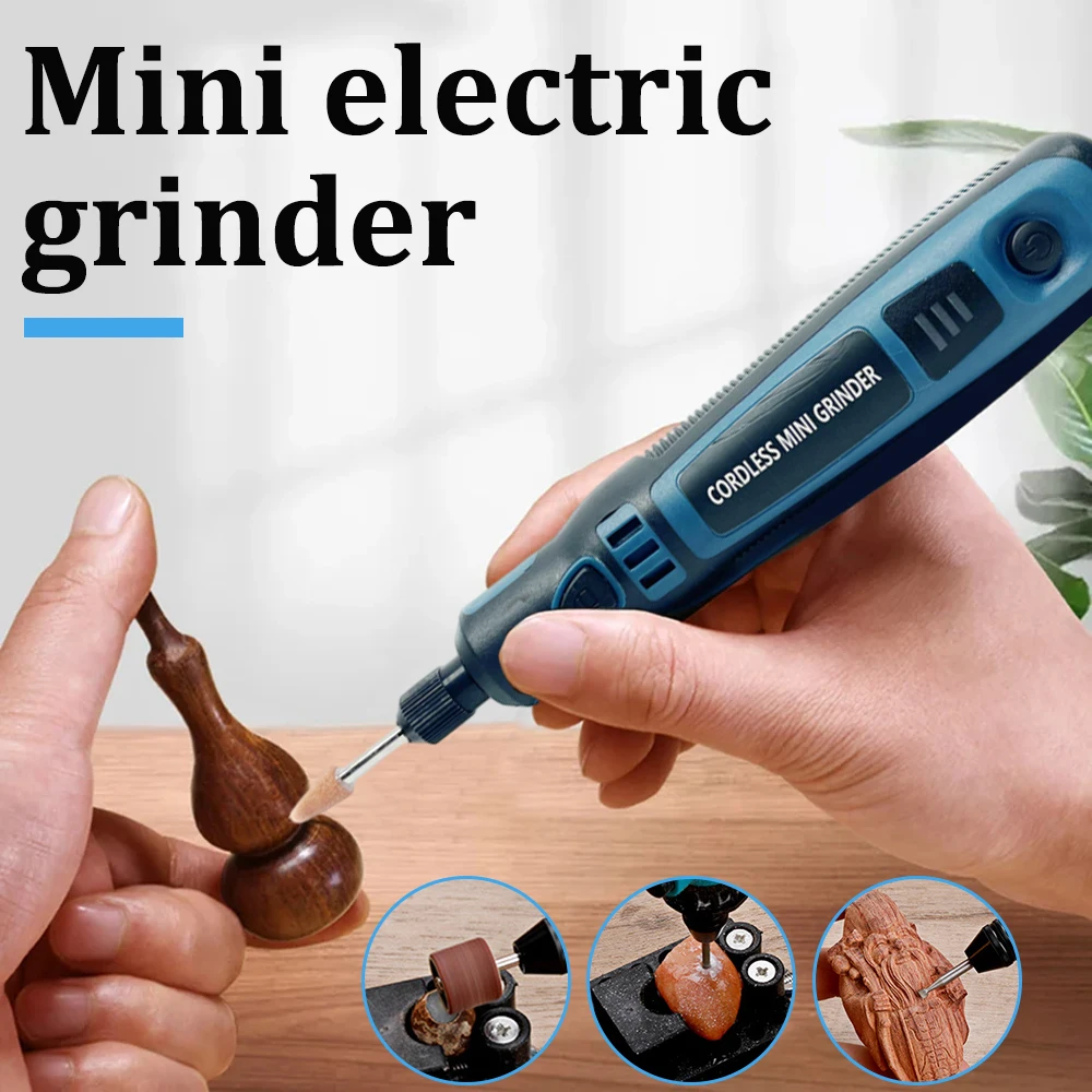 USB Charging Cordless Rotary Tool Mini Electric Grinder Electric USB Mini Wireless Drill with Accessories DIY Set Polishing Tool