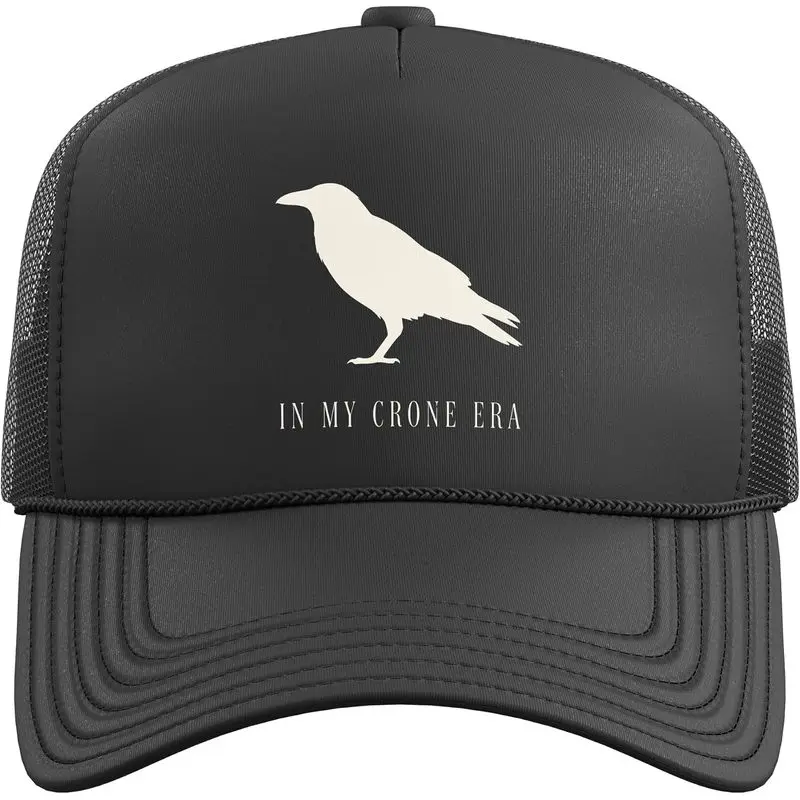 in My Crone Era Tshirt Crown Dark Cauldron Goth Witchy Witch Trucker Hat with Adjustable Mesh Back