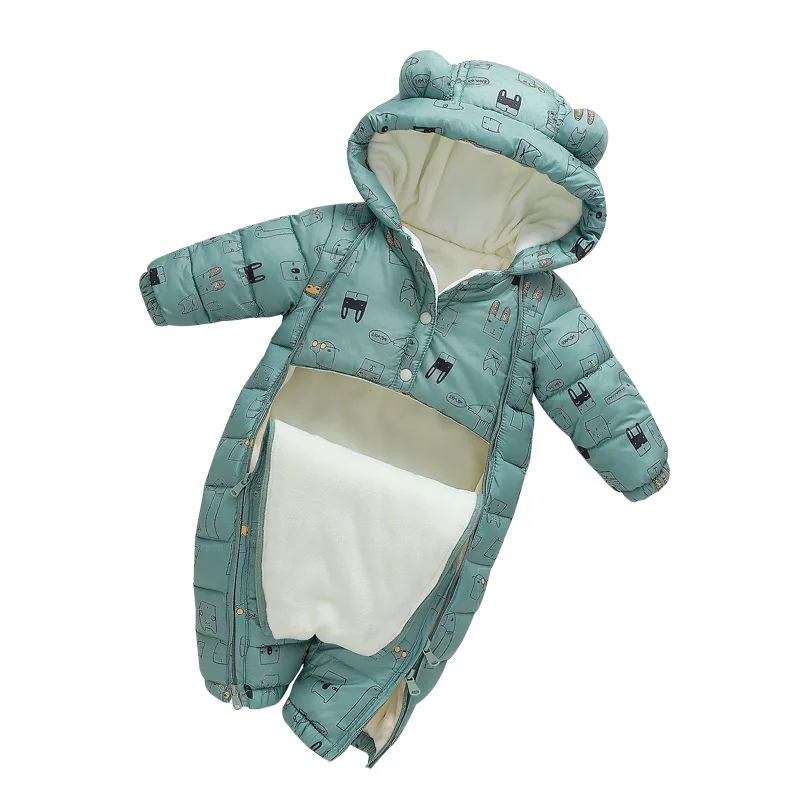 RAISE 2024 Winter Baby Boy Snowsuit Plus Velvet Warm Baby Girl Hooded Rompers Toddler Baby Boy Jumpsuit Infant Boy Overalls Coat