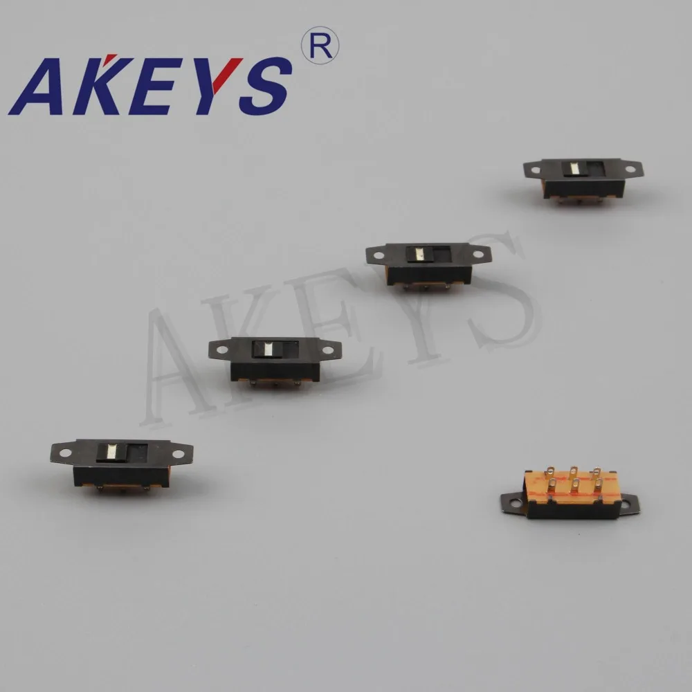 10PCS SS-22J03 (2P2T) 22J01/05 Double Row 6 Pin 2 Position Handle Less Toggle Switch Vertical Pin With Hole