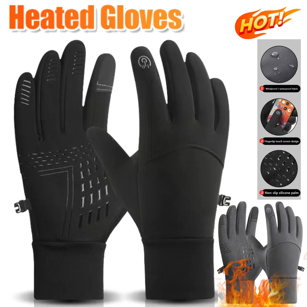 Motorcycle Gloves Touch Screen Heated Gloves Hand Warmer Waterproof Thermal Gloves for Outdoor Skiing Motorcycle Cycling Gloves