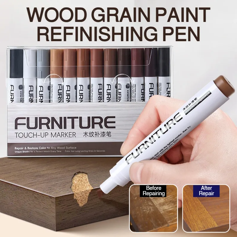 

Ручка-карандаш для ремонта деревянной мебели, восстановления древесной текстуры, маскировки царапин, герметизации краев для деревянных столов, стульев, диванов, шкафов, реставрации домашней мебели