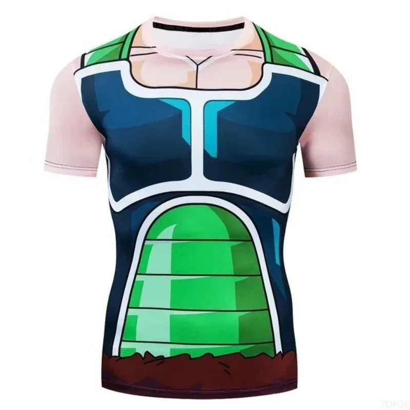 

Fashionable Men's T-shirt Anime Muscle Print Top Hip-hop Trend Harajuku T-shirt Casual Round Neck Fitness Top Quick Drying