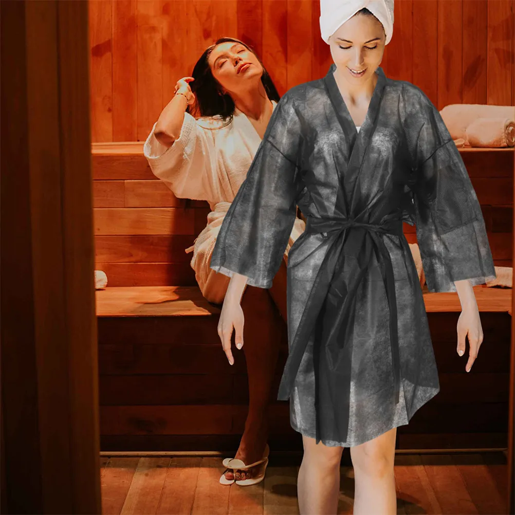 5Pcs Disposable Spa Robes Salon Use Soft Non-Woven Fabric Bathrobe Suit Shower Wraps Body Wraps Women Men Disposable Robes