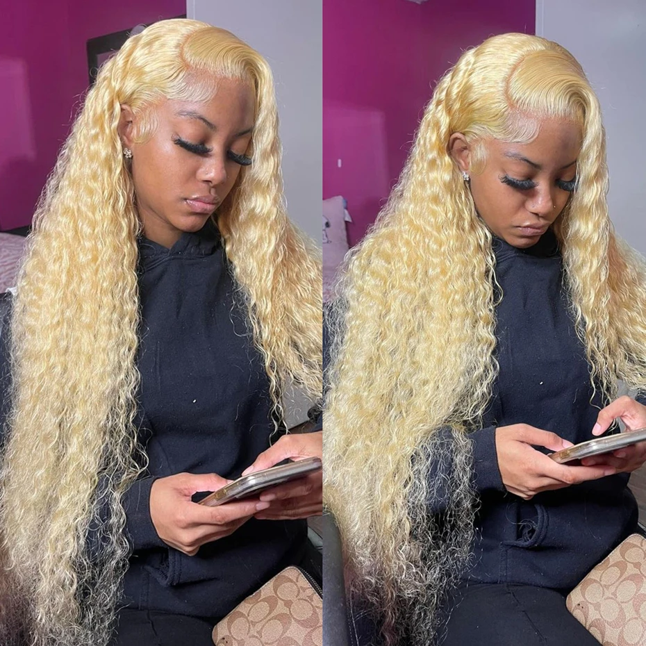 8-32 inch Deep Wave Human Hair Bundles Remy Brazilian Hair 613 Blonde