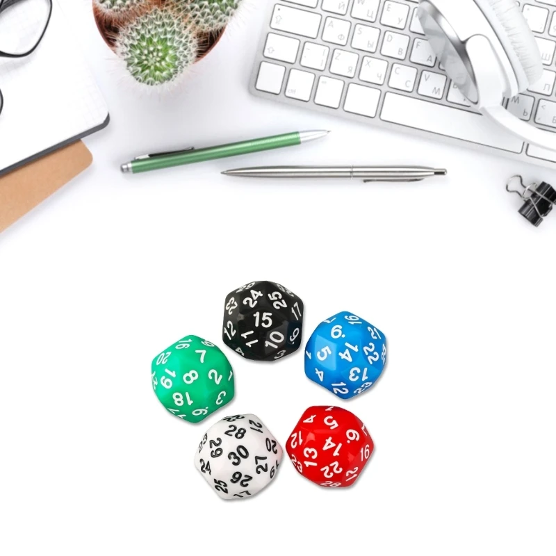 Dados poliédricos D30 para juegos de mesa, juego de dados acrílicos para Club, 5 piezas, 30 caras, novedad de 2023