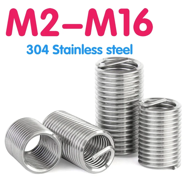 M2 M2.5 M3-M16 1D-3D 304 Stainless Steel Fastening Thread Insert Repair Tool Insert Kit Spiral Thread Sleeve Wear Tool Helicoil