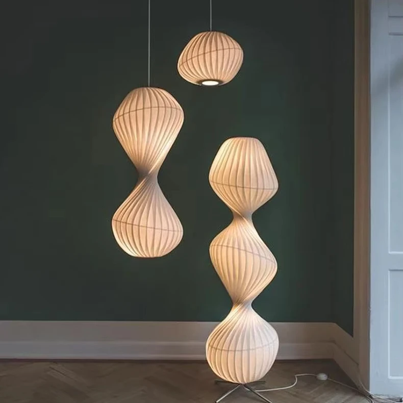 

JYLIGHTING Wabi Sabi Style Designer Fabric Lampshade Silk Cloth Light Pendant Chandelier Home Decor