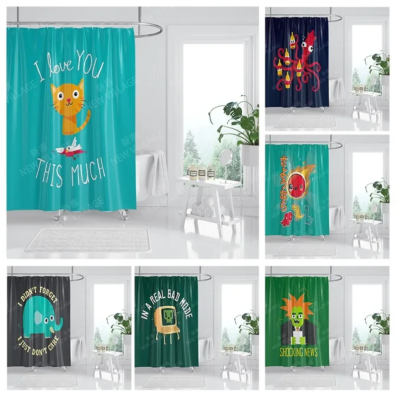 

Waterproof fabric shower curtain Bathroom curtain accessories 180x200 Bath curtain for shower 240*200 cartoon cute decor 240x200