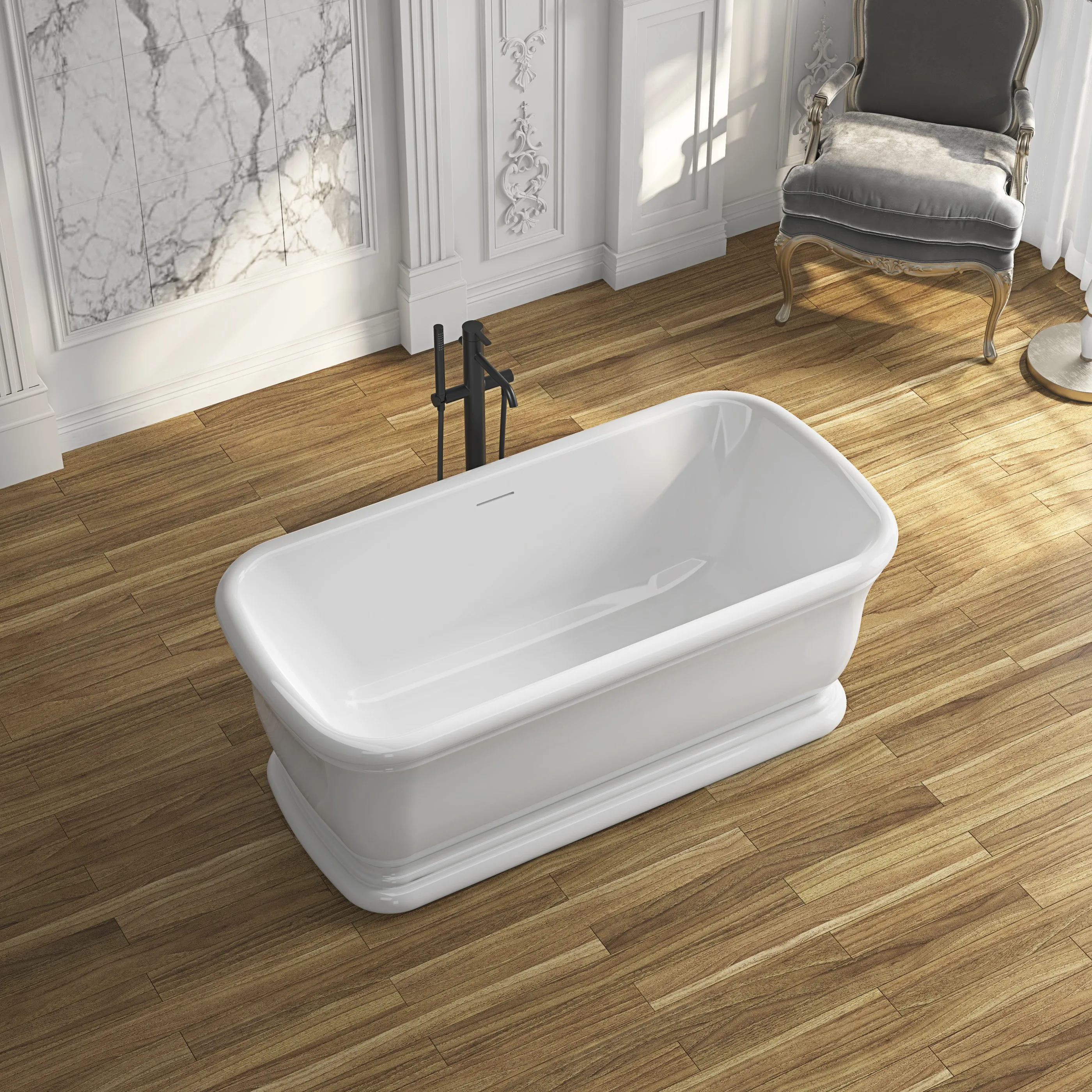 Hot-selling Super Special Offer, Rectangular Free-standing Acrylic Bathtub For Modern Apartment, High-quality Immersion Bathtub
