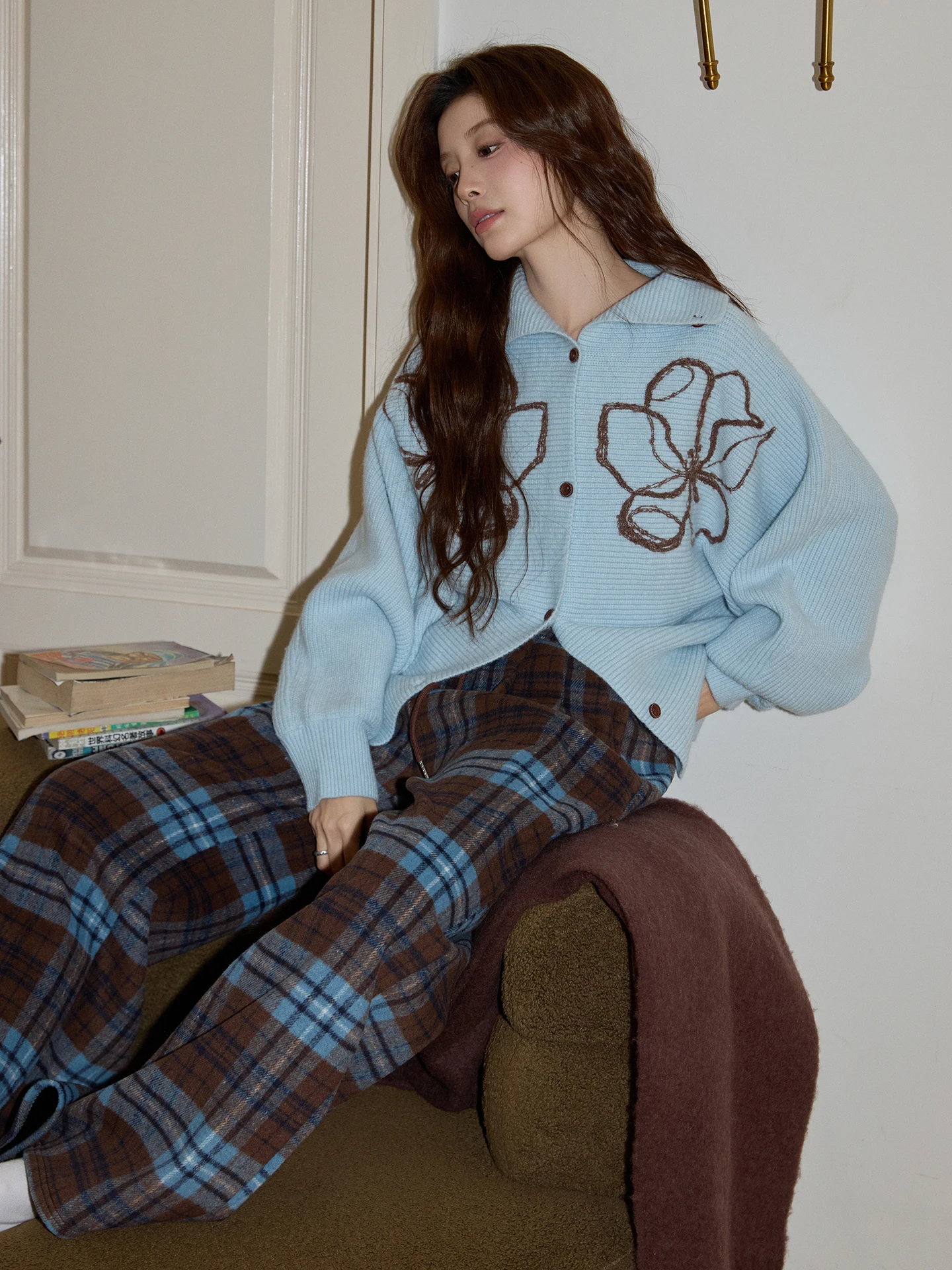 

Blue Open Cardigan Sweater Women's Loose Casual Lazy Knitted Long Sve Outerwear Winter Season Comfortable Polyester Blend