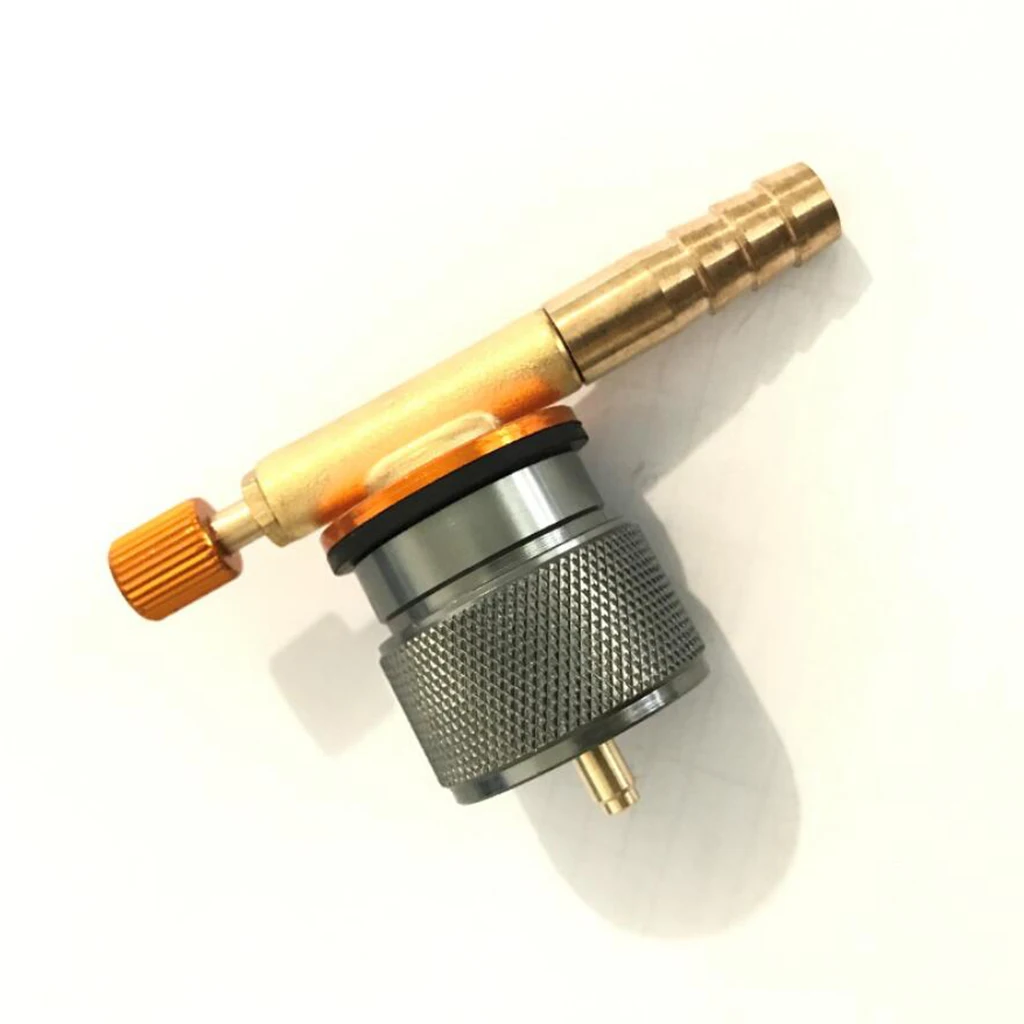 Gas Propane Flat Tank Connector Adapter With Switch Valve for Amping Stove