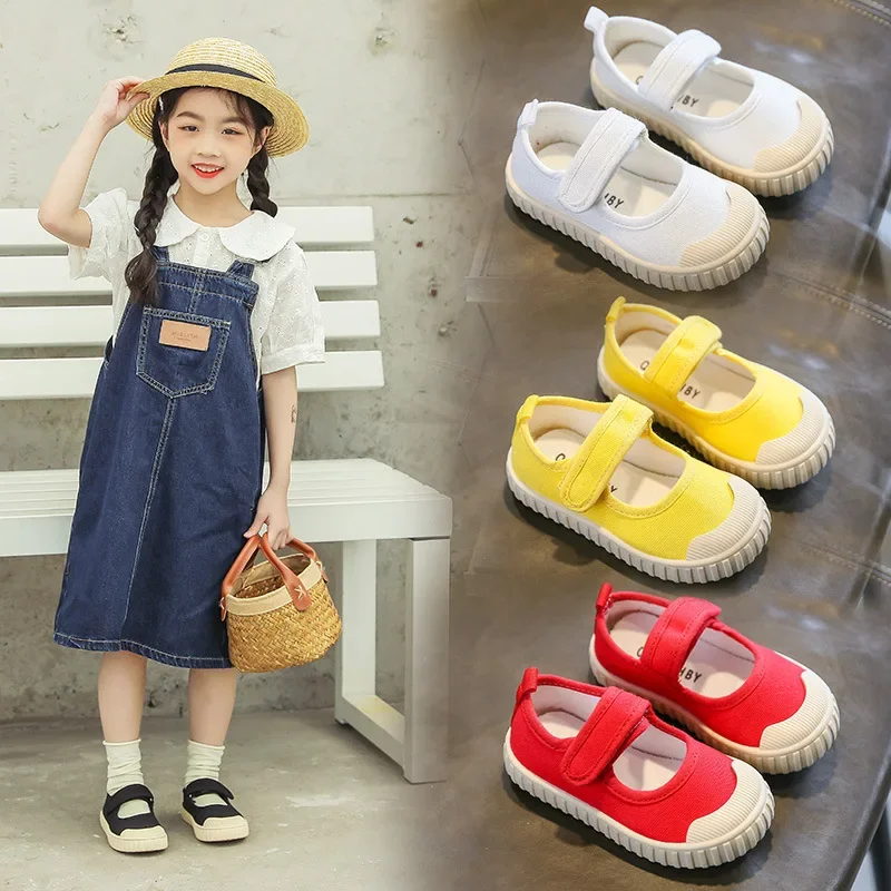 2023 Children\'s Canvas Shoes Summer New Students Korean Casual Biscuit Flats Breathable Hot Fashion Cute Shoes Kids Shoes