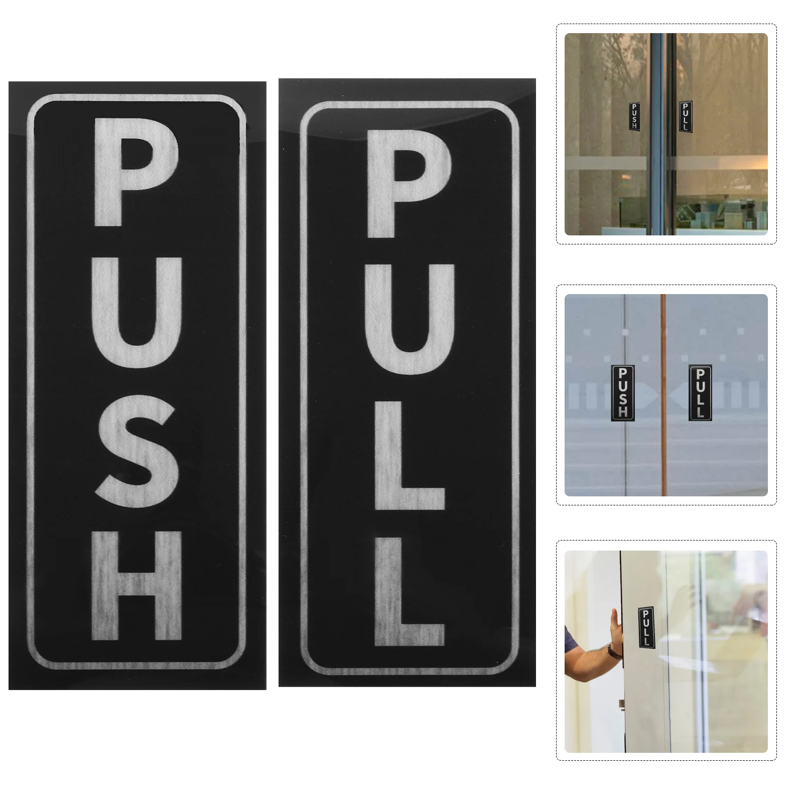 

2 Pcs Sliding Door Stickers Pull Push Sign for Signs Glass Doors Tips Push-pull