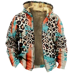 3D Leopard Printed Coats For Men Women Tie Dye Hoodie Long Sleeve Stand Collar Zipper Sweatshirt Unisex Clothes