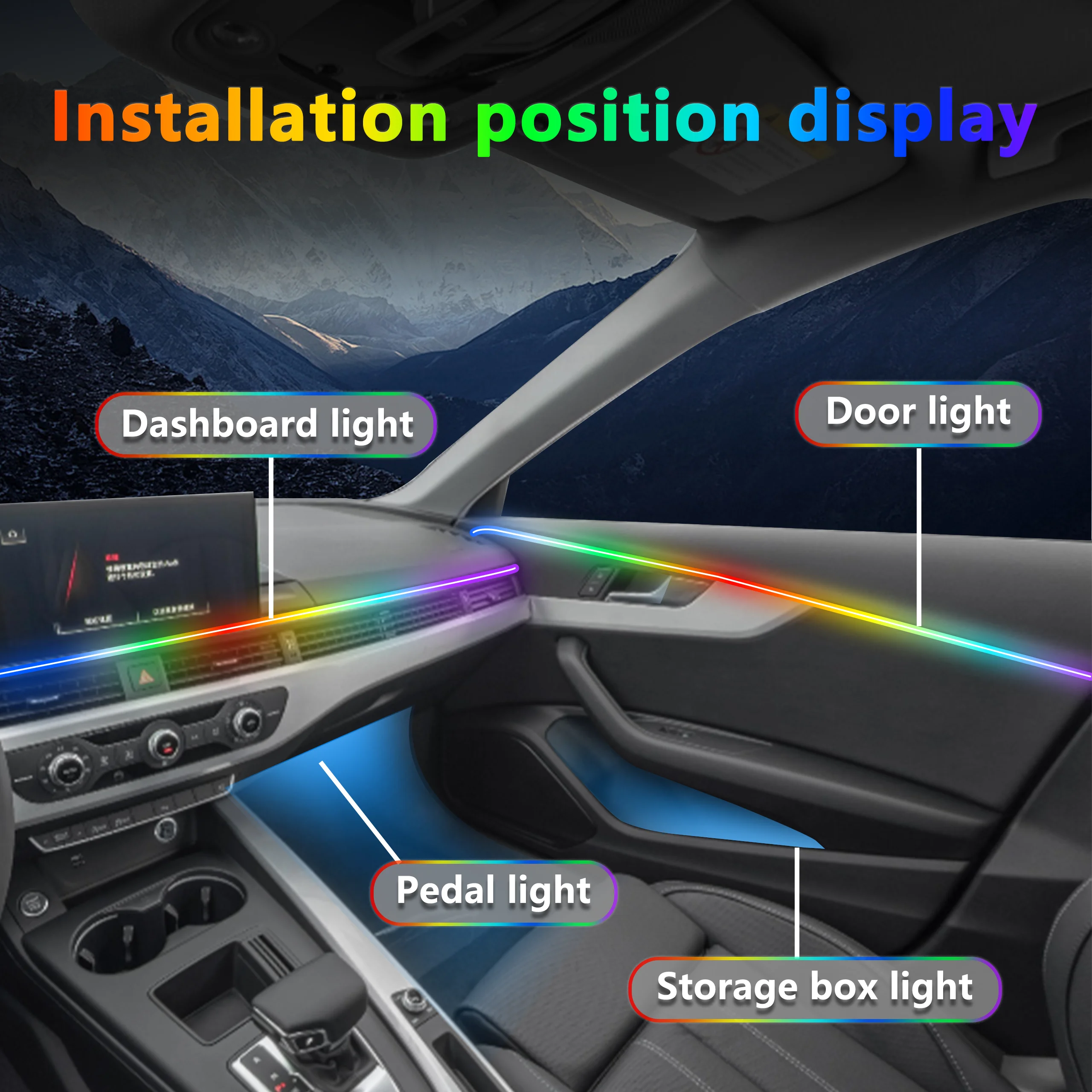 For Volkswagen Sagitar series PQ35 MQB A2‌ Car LED Ambient Lamps Colorful Atmosphere Light Auto Interior Neon Strip APP 14 In1