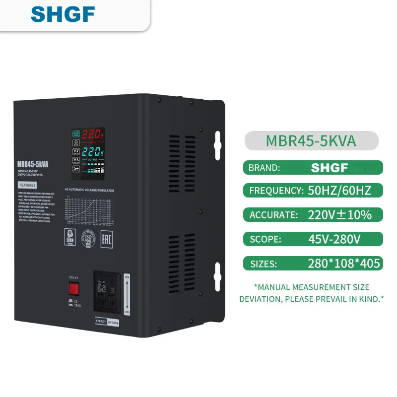 Arrived  Input 45-280V 10KW Single Phase 220V AC Automatic Low Voltage Regulators Hanging Wall-mounted Relay Stabilizer AVR view 2