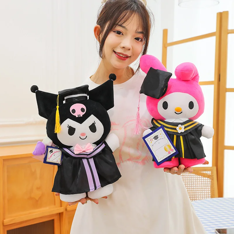 Sanrio Anime Plush Cinnamoroll My Melody Kuromi Hello Kitty Graduation Plushie Doll Kawaii Soft Stuffed Graduation Gifts image 2