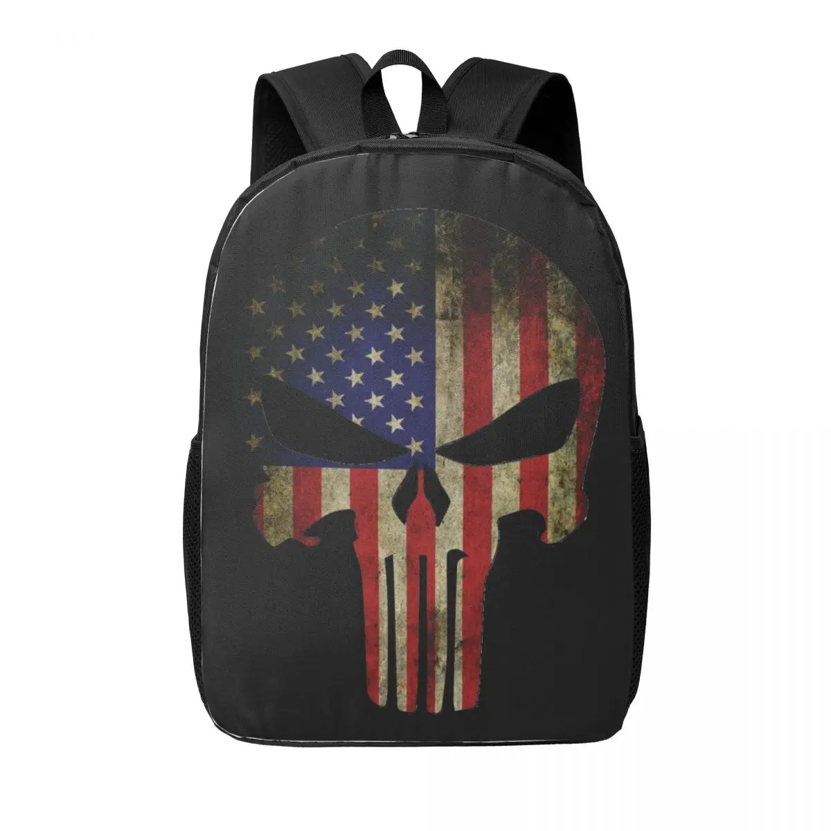 Custom Skull Punisher Backpacks for Men Women College School Students Bookbag Fits 15 Inch Laptop United States Flag Bags