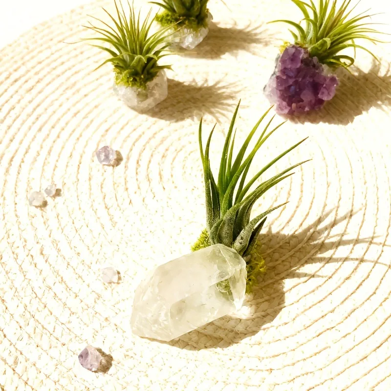 Pineapple crystal potted plant, natural amethyst crystal cluster with artificial plants, fun desktop decoration, holiday gift