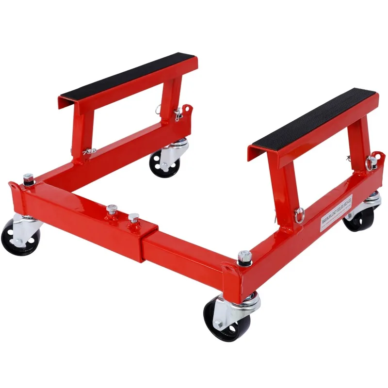 Motorcycle Engine Cradle Dolly Stand, 1500Lbs ATV UTV Engine Repair Stand with 360° Swivel Casters, Adjustable Width Height