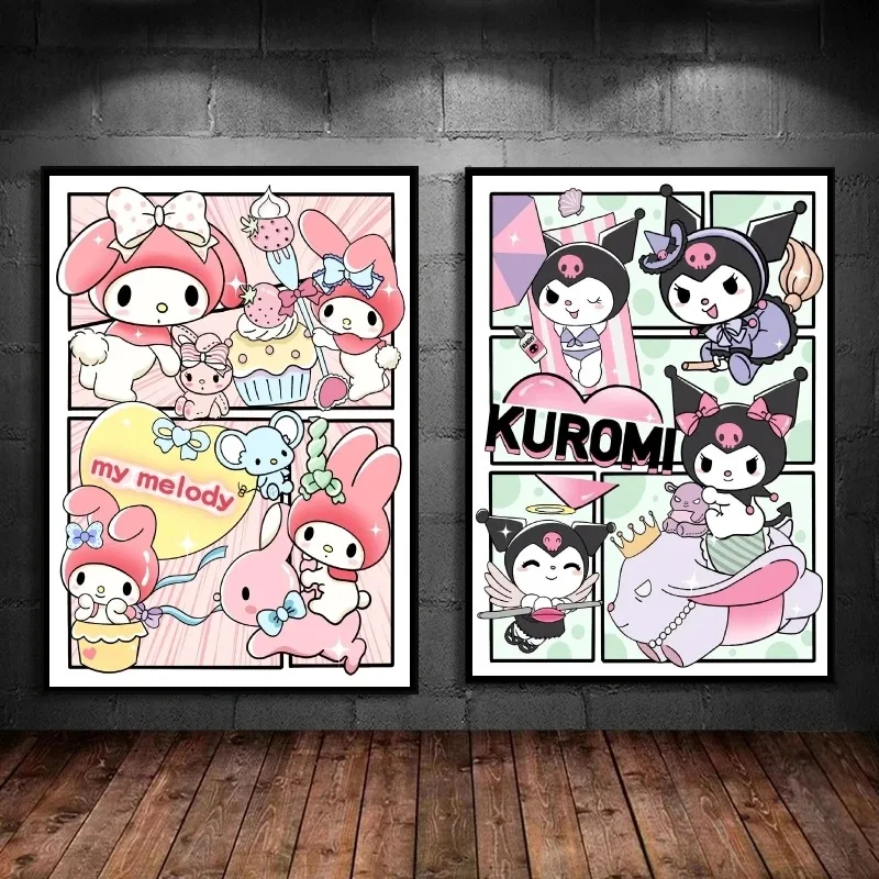 

Japanese Classic Anime Sanrio Kuromi Decoration Paintings Birthday Gifts Decorative Comics Pictures Aesthetic Poster
