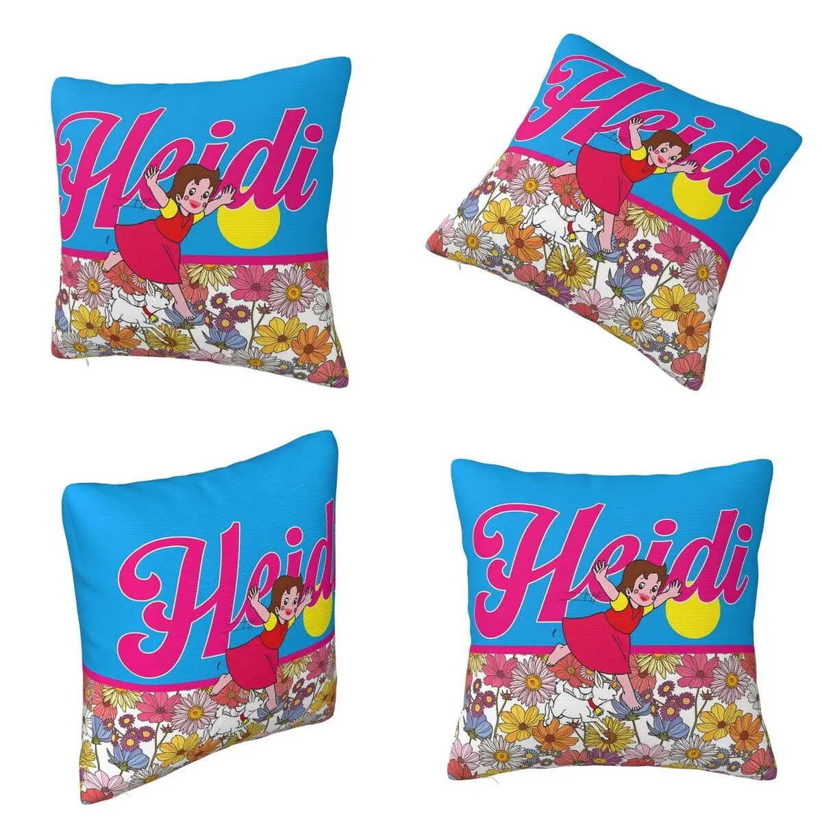 Heidi Peter And Grandpa Alps Cartoon Square Pillowcase Cushion Cover Pillow Case Throw Pillow Cover for Home Bedroom Car