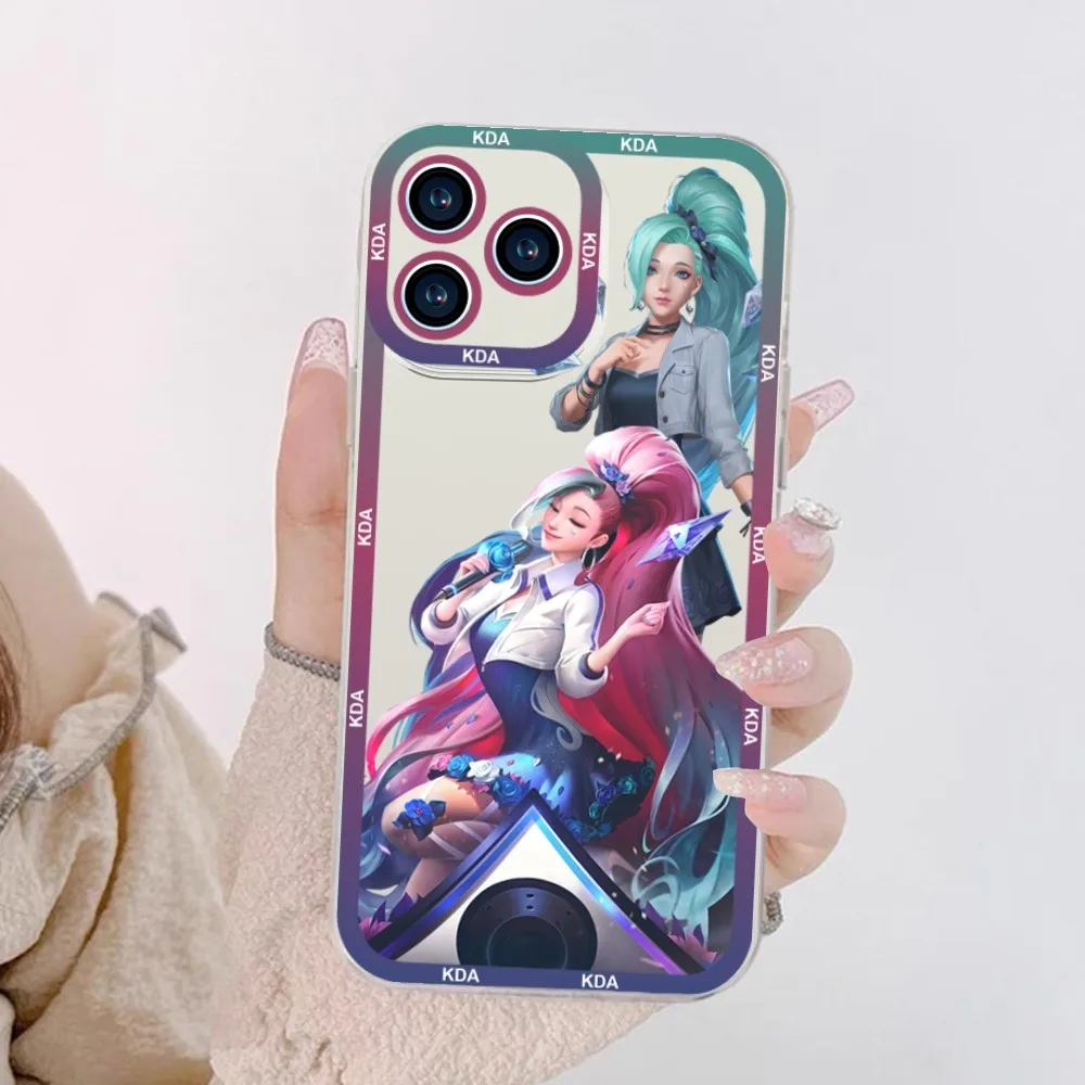 LOL-KDA Ahri Akali Kaisa Phone Case For iPhone 11 12 Mini 13 14 Pro Max Transparent Shell