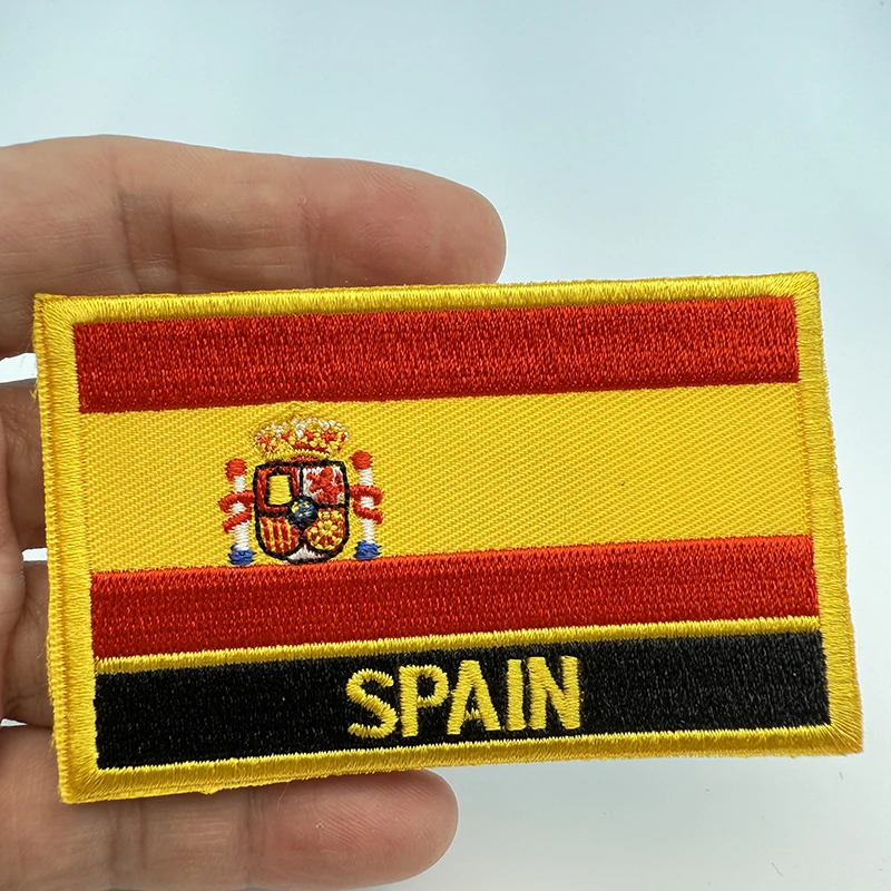 8*5cm Spain Rectangle Shape Iron-on Saw on Flag Patch Embroidered Saw on Badges Patches for Clothing