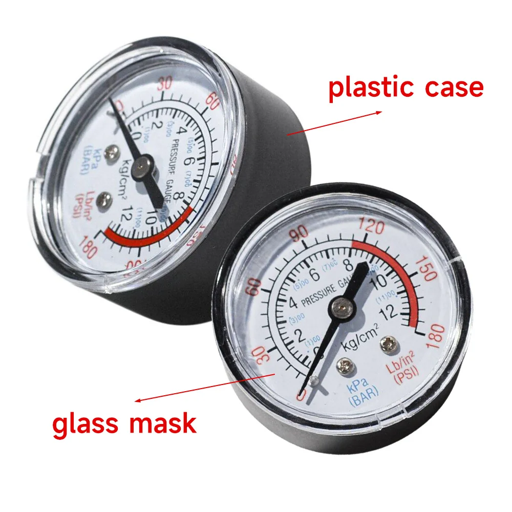 Bar Air Pressure Gauge Pointer Thread 1/4 BSP Thread 0-180 PSI 0-12 Manometer Measurement For Air Compressor Pneumatic Hydraulic